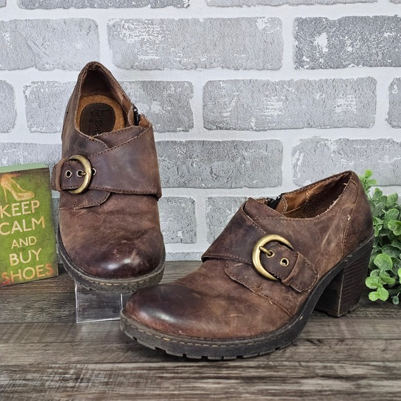 b.ø.c. Born Concept Shoes - b.o.c Brown Leather Mary Jane Heels EU 41 Womens 9.5 Chunky Y2K 90s Shooties